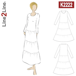 Line2Line snitmønster - K2222 Lang kjole med flæser